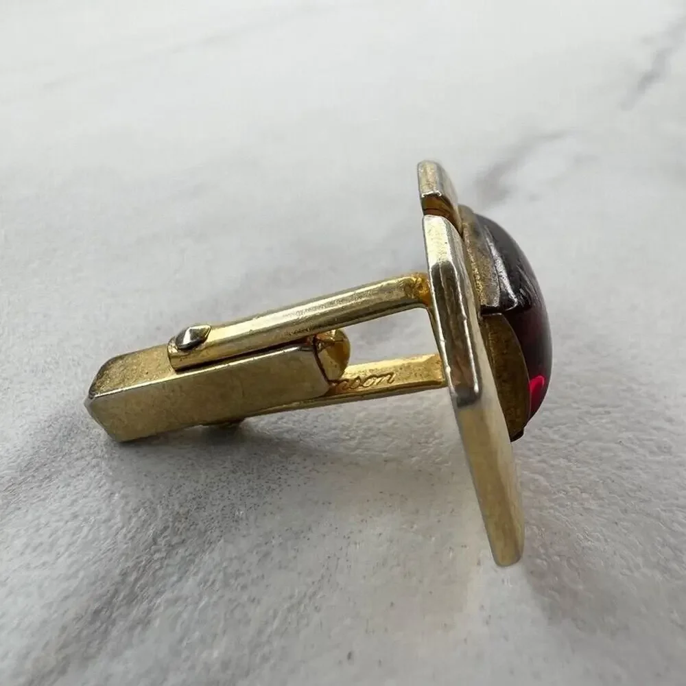 Anson Vintage Gold Tone and Red Single Cufflink